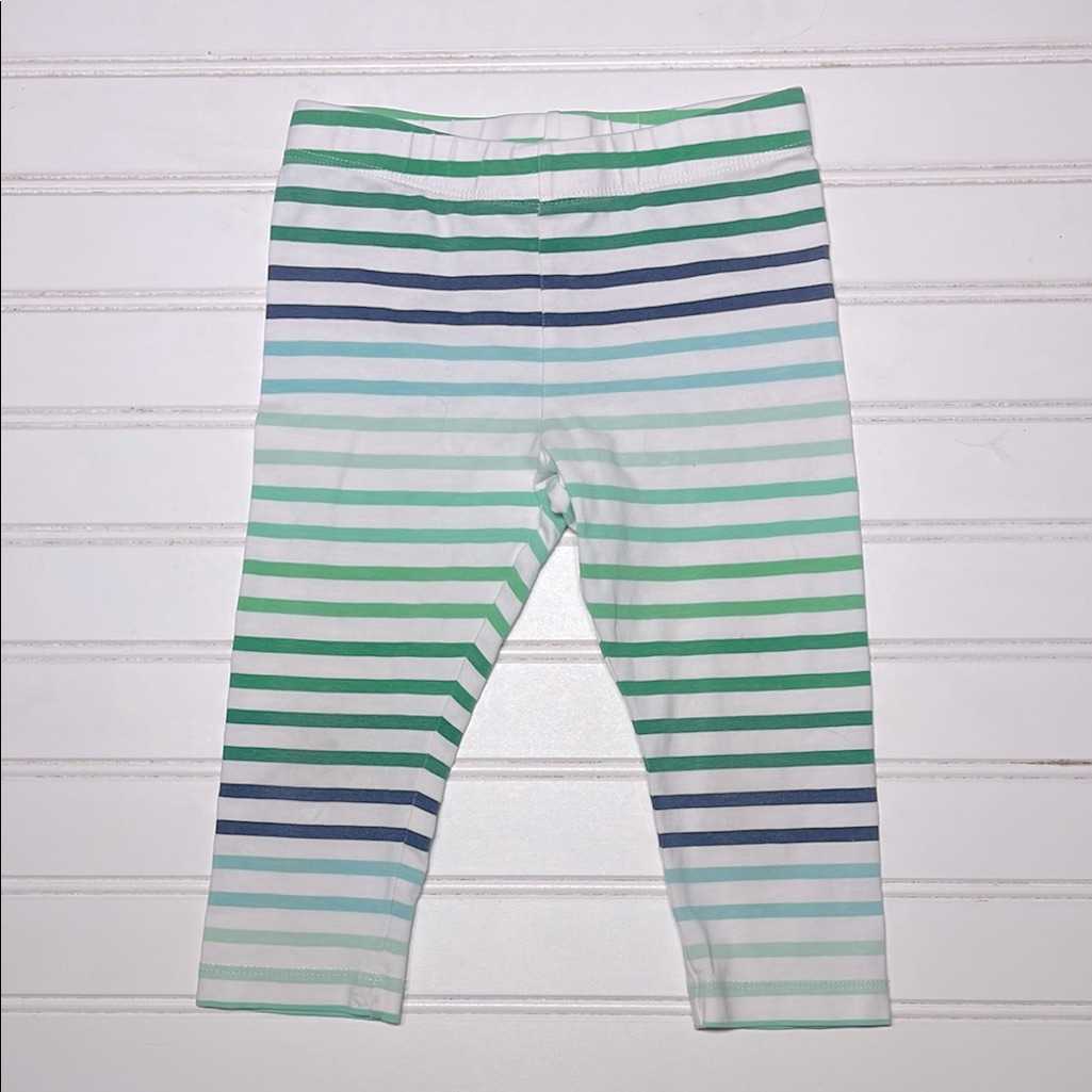 Primary Green Striped Pull On Leggings